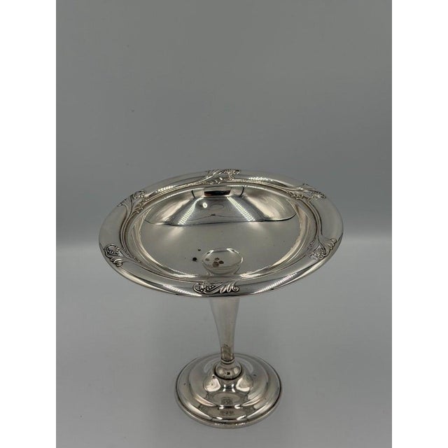 Antique Sterling Silver Pedestal Compote / Tazza With Classical Rim Detail For Sale - Image 4 of 6