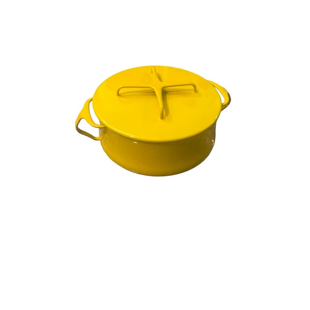 Vintage Mid-Century Modern 2nd Generation Dansk Kobenstyle Yellow Enamel 2 Qt Sauce Pan Jens Quistgaard For Sale In Palm Springs - Image 6 of 12