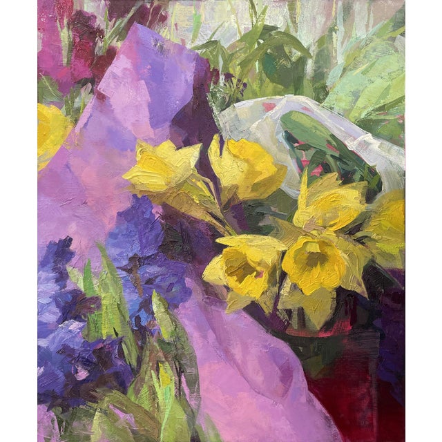 Lanterns by Yana Beylinson | Oil on Canvas Flowers and fabric in vibrant colors. For Sale