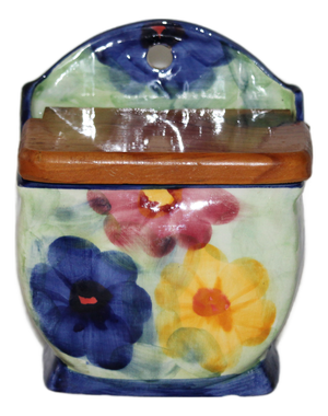 Flower Decor Ceramic Salt Box, 1950s