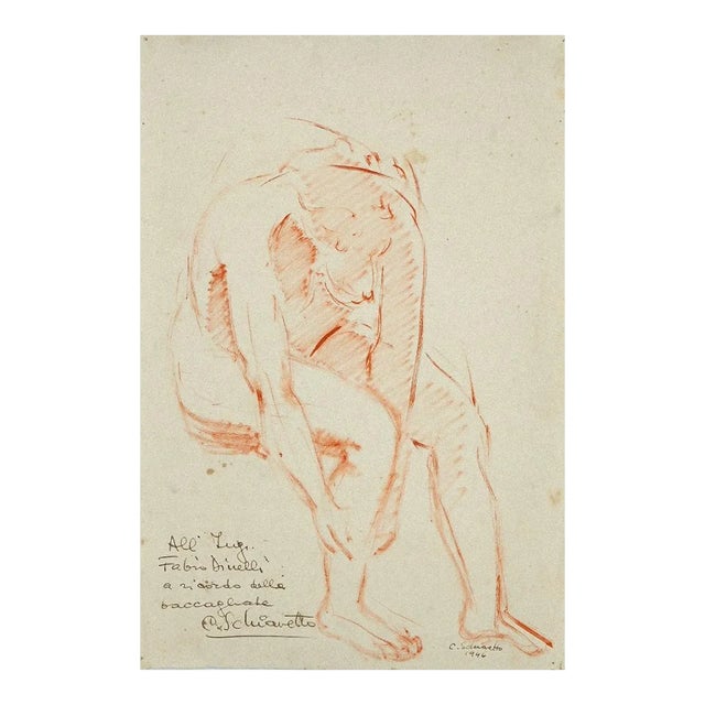 Unknown, Anatomical Study, Oil Pastel Drawing on Paper Signed Schiavetto, 1946 For Sale