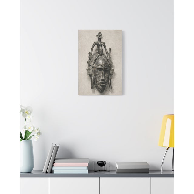 Paper Atelier Aria Lumae Senufo Kpeliye E Tribal Mask Graphite Study Fine Art Gallery Board Print For Sale - Image 7 of 13