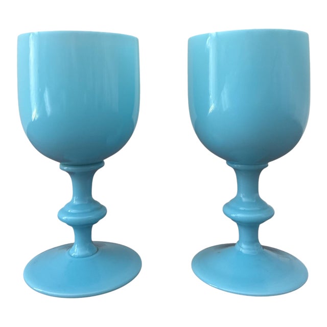Vintage Portieux Vallerysthal French Opaline Glasses - A Pair For Sale