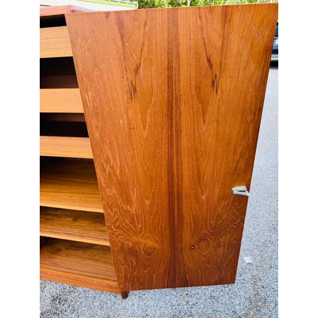 Vintage 1970s Danish Teak Highboy Dresser Armoire Chest Wardrobe For Sale - Image 10 of 13
