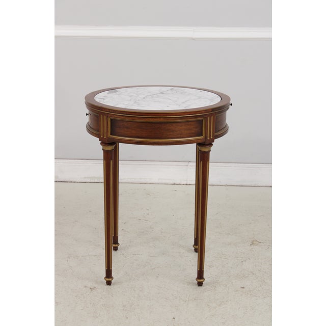 Brown French Louis XVI Round Marble Top Lamp Table For Sale - Image 8 of 18