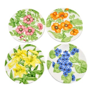 1988 Shafford Fleurs Du Jour Embossed Floral Dessert Plates — Set of 12 For Sale