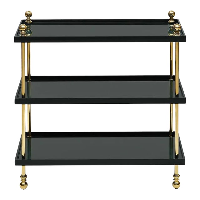 Bunny Williams Home 20"H Tiered Lacquer Drinks Table - Black For Sale