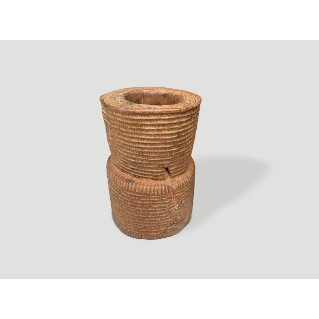 Andrianna Shamaris Ancient Teak Wood Side Table or Mortar For Sale In New York - Image 6 of 6