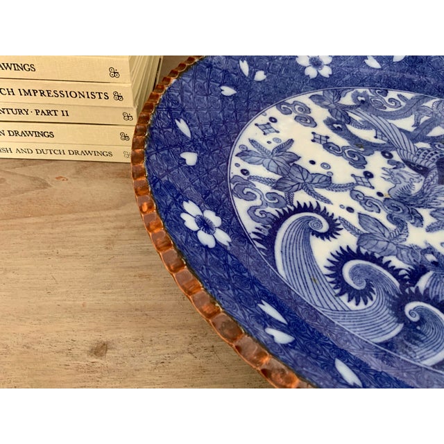 Ceramic Vintage Large Blue & White Platter For Sale - Image 7 of 13