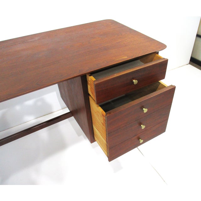 Brown Arne Vodder Styled Mid Century Desk With Allan Gould Chair For Sale - Image 8 of 12