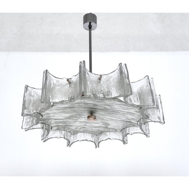 Mid-Century Modern Large Ice Glass Chandelier from Kaiser Leuchten, 1970s For Sale - Image 3 of 18