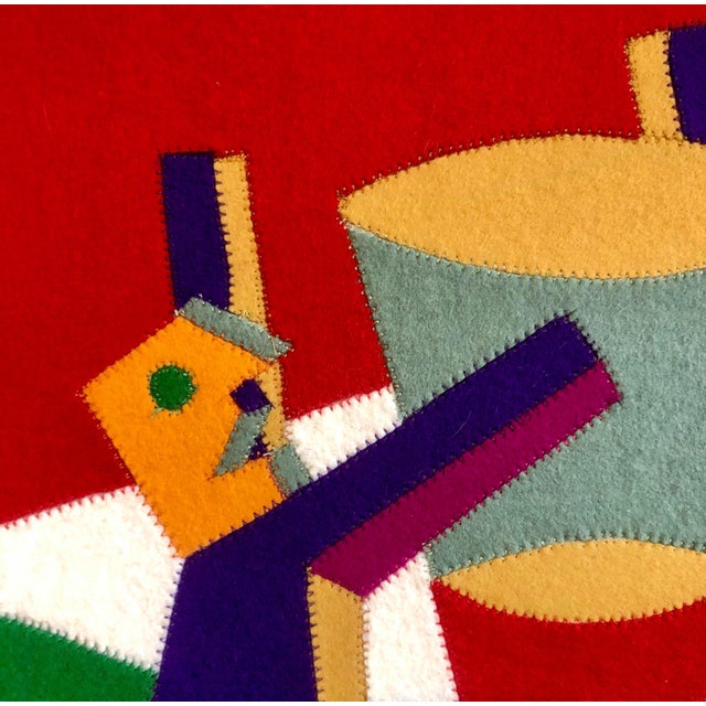 Italian Early 20th Century Ivana Gaifas, Italian Wool Felt Handmade Futurist Fortunato Depero Art Tapestry Wall Hanging For Sale - Image 3 of 8