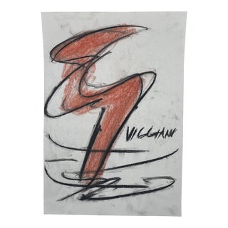 Late 20th Century Charcoal Abstract Drawing Signed Viggiani For Sale
