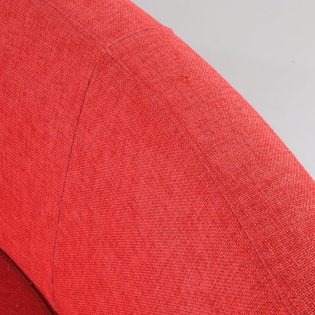 Mid-Century Scandinavian Curved Red Sofa For Sale - Image 5 of 6
