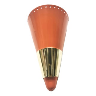 Orange Sputnik Wall Lamp with Gold Band, 1960s For Sale