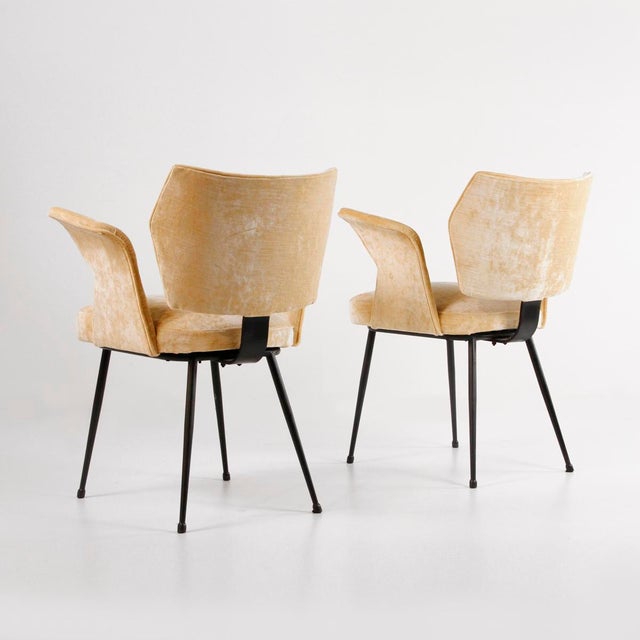 1960s Velvet Chairs with Armrests,1960s, Set of 2 For Sale - Image 5 of 12