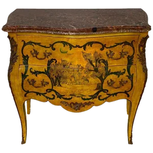 Early 20th Century Italian Piranesi Topographical Polychromed Marble Top Commode