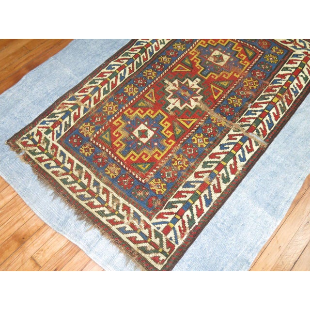 Mid-Century Modern Late 19th Century Caucasian Rug on Kilim - 4'4" x 5'8" For Sale - Image 3 of 6