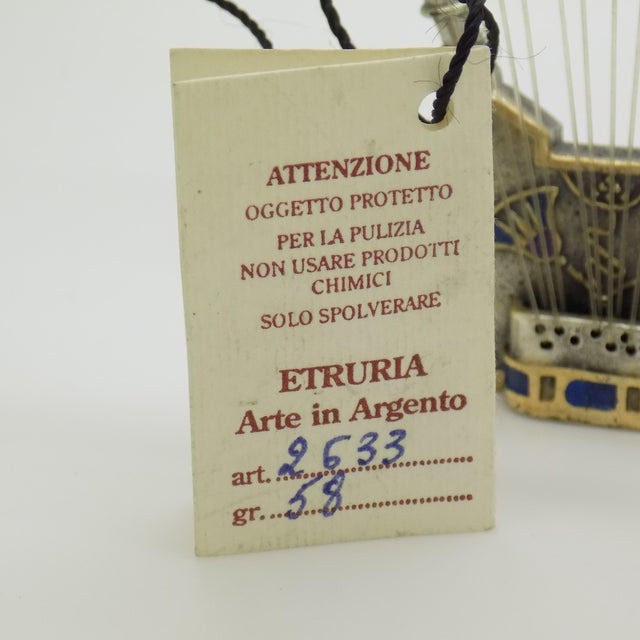 Vintage Handmade Egyptian Lyre Figurine in Silver, Florence, Italy, 1980s For Sale - Image 14 of 18