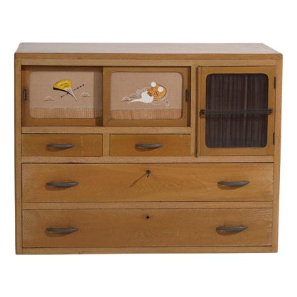 Showa Japanese Oak Storage Cabinet For Sale
