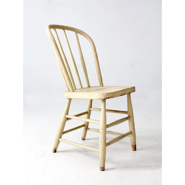 Antique Painted Bow Back Spindle Chair For Sale - Image 10 of 12