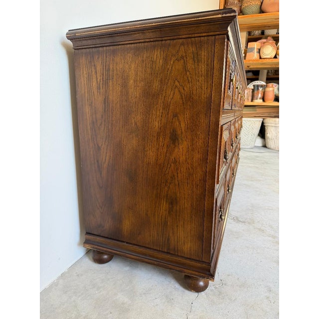 1970 Henredon Traditional English Brutalist Style Folio Nine-Drawer Triple Dresser For Sale - Image 12 of 17