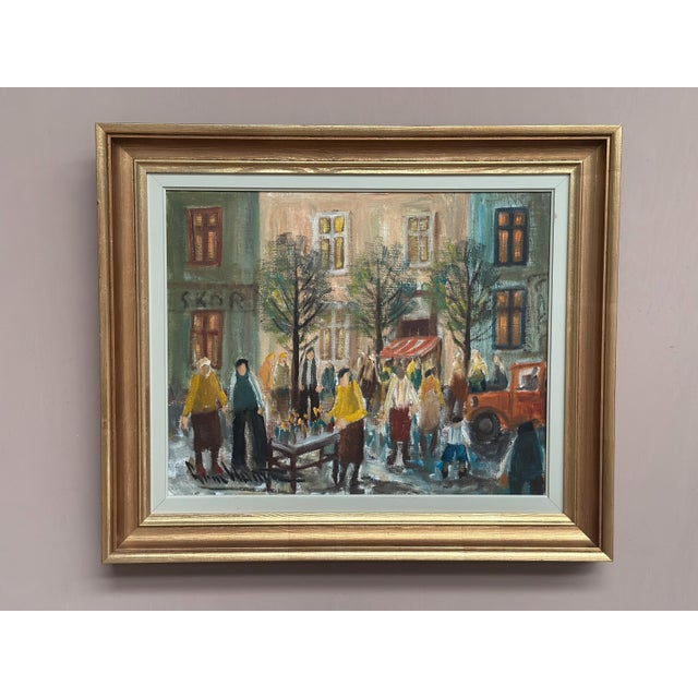 Arne Wallsten, Market Scene, 1960s, Oil Painting on Canvas, Framed For Sale - Image 9 of 18