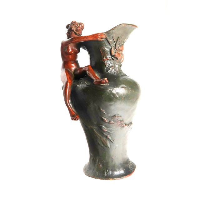 Metal Early 20th Century Art Nouveau Exquisite Bronze Sculpture of Nude on Ewer For Sale - Image 7 of 18