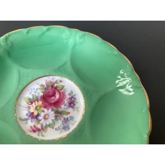 Early 20th Century Victorian English Green and Rose Porcelain Jewelry Dish by Paragon For Sale - Image 5 of 12