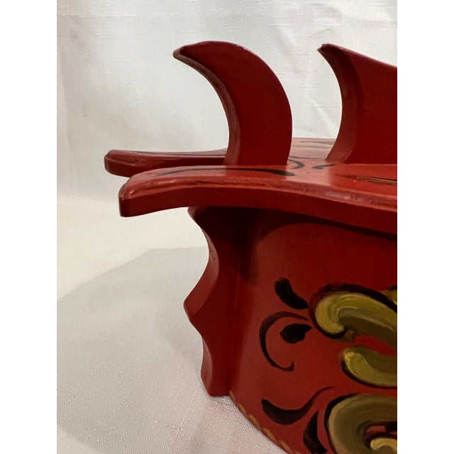 Red Vintage Norwegian Rune Box Artist Signed Folk Art For Sale - Image 8 of 11
