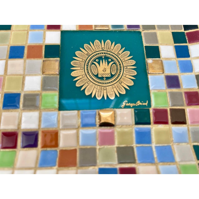 Turquoise Midcentury MCM Geoges Briard Mosaic Tray For Sale - Image 8 of 10