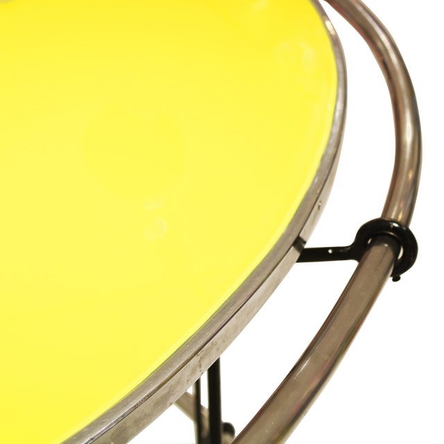 1950s Mid-Century Modern Curved Iron and Glass Bar with Yellow Glass Top, Italy, 1950 For Sale - Image 5 of 8