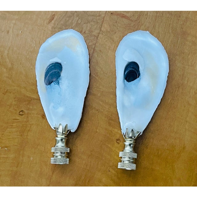 Vintage Organic modern oyster shells lamp finials.