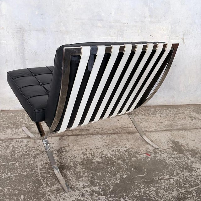 Mid-Century Black Leather & Chrome Barcelona Chair For Sale - Image 6 of 11