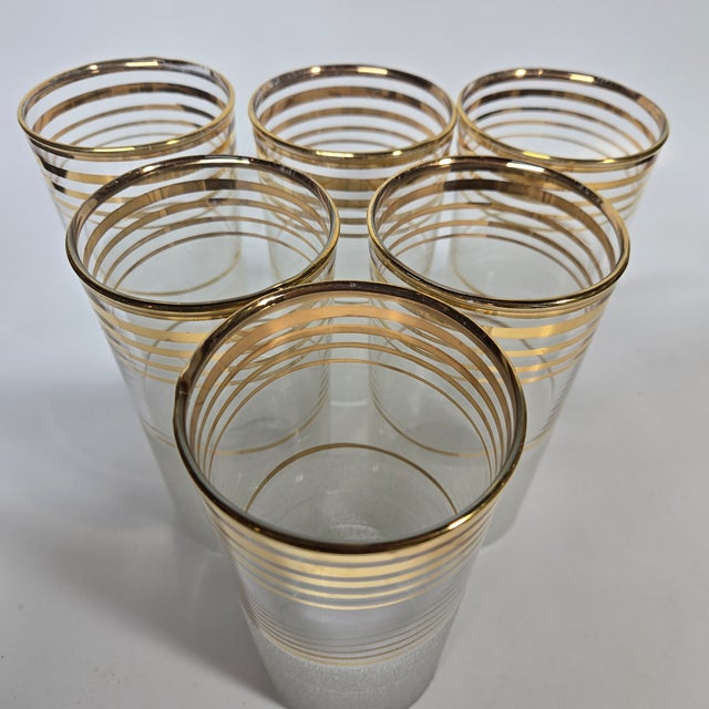 Gold Hollywood Regency Gold and Frost Tumblers- Set of Six For Sale - Image 8 of 16