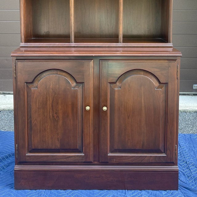 1970s Ethan Allen Georgian Court Traditional Solid Cherry Two Piece