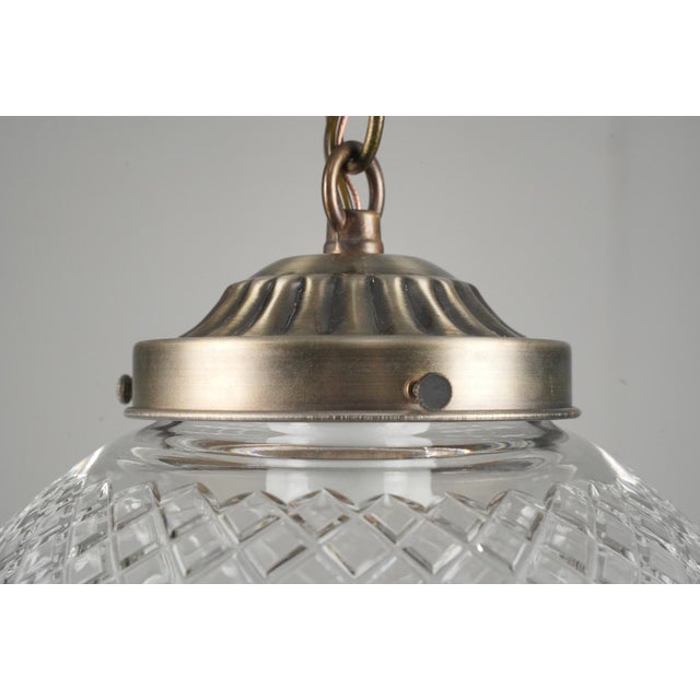 Mid 20th Century Mid 20th Century Restored Traditional Etched Glass Globe Pendant Light For Sale - Image 5 of 6