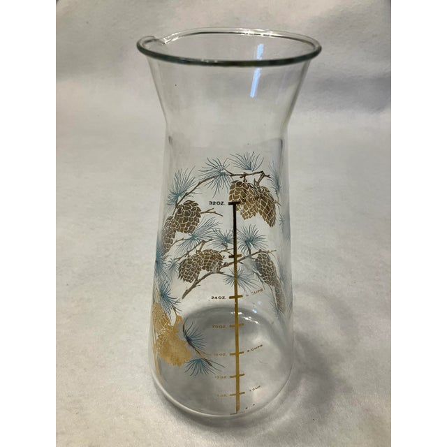 Libbey Glass Co. Vintage Libbey 1960s Turquoise and Gold Pine Cone Design - Glass Service Set- 10 Pieces For Sale - Image 4 of 12