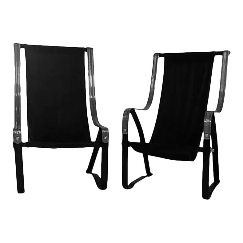 Art Deco Pair of Sling Chairs Designed by Salvatore Bevelacqua Chairish