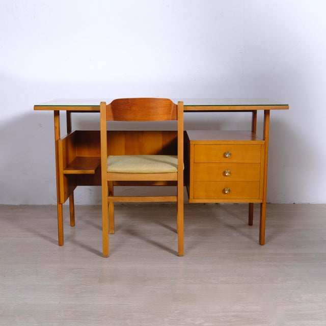 Mid-Century Modern Italian Desk and Chair Set, 1950s, Set of 2 For Sale - Image 10 of 18