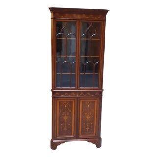 English Brown Corner Cabinet For Sale