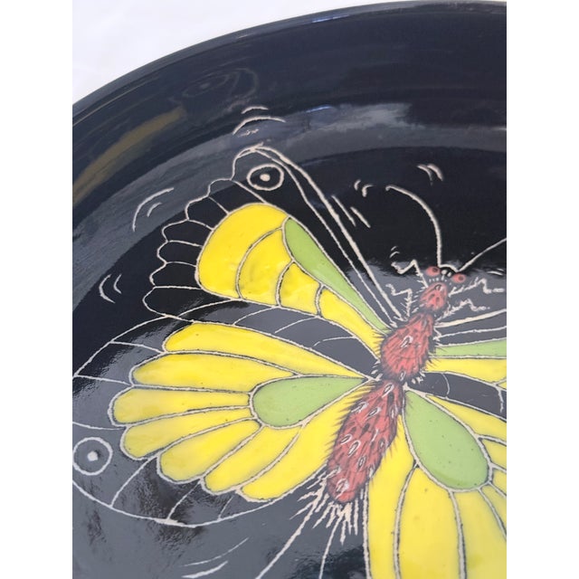 1970s 1970s Leith Dillon Signed Studio Pottery Bowl 5.5” Black Glaze Insect Folk Art For Sale - Image 5 of 6
