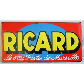 1950 French Porcelain Ricard Anisette Liqueur Sign For Sale