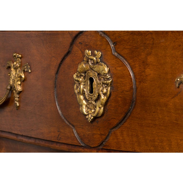 18th Century French Régence Walnut Chest of Drawers With Brass Pulls, Lyon For Sale - Image 15 of 18