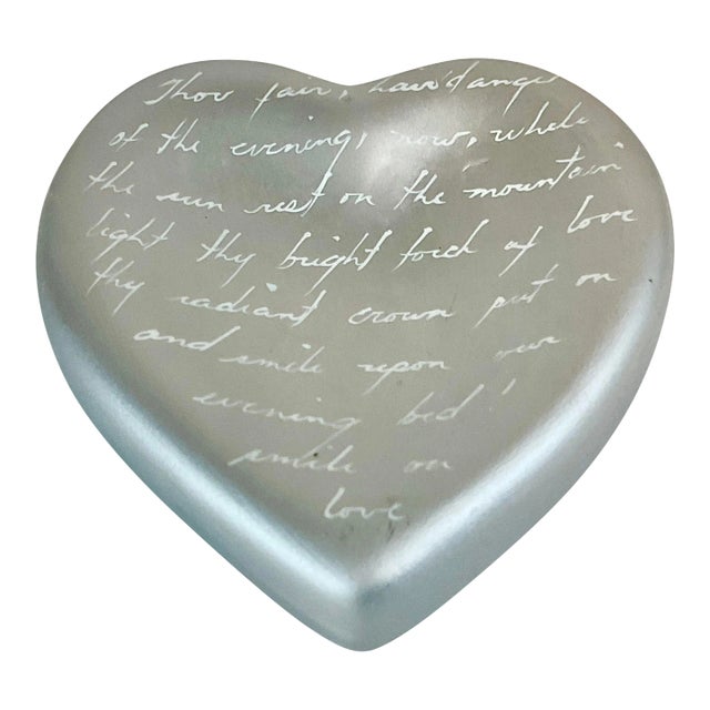 Vintage Boho Chic Ceramic Valentine Heart With ‘To the Evening Star’ Poem, by William Blake For Sale