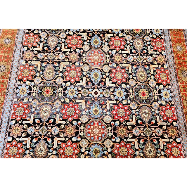 Vintage Persian Tabriz Afshan Rug, Hand-Knotted Wool, Allover Geometric Caucasian Kuba Pattern, Navy & Red, 5x9 For Sale - Image 12 of 18