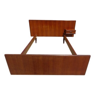 Vintage Teak Bed with Integrated Nightstand, 1960s For Sale