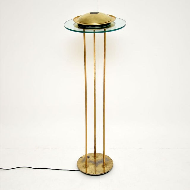 Gold Vintage Brass and Glass Floor Lamp by Robert Sonneman, 1970s For Sale - Image 8 of 8