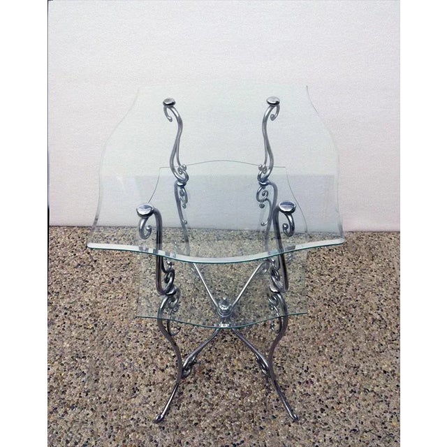 Mid-Century 2-Tier Coffee Table in Chromed Brass and Crystal For Sale - Image 6 of 12