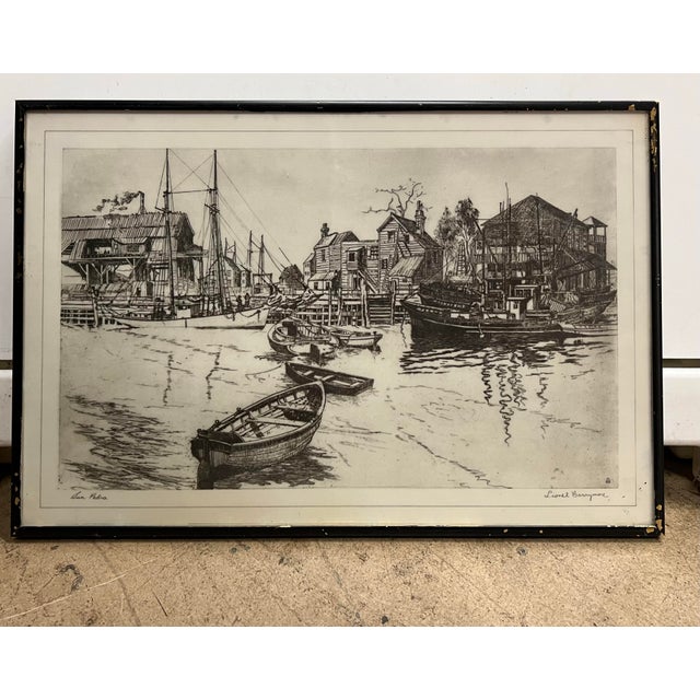 Mid-Century Modern Vintage Framed Black & White Coastal Art by Lionel Barrymore - Set of 3 For Sale - Image 3 of 12